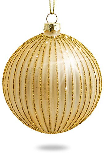Sikora Highlights 4er Set ausgefallene Christbaumkugeln aus Glas Gold, Größe:8 cm, Farbe/Modell:Modell Helsinki Gold