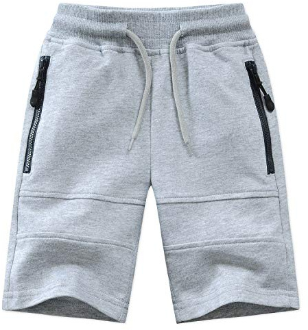 Echinodon Kinder Sweatshorts Jungen 1/2 Hose Kurz Weiche Shorts Baumwolle Sport Freizeit Grau 140