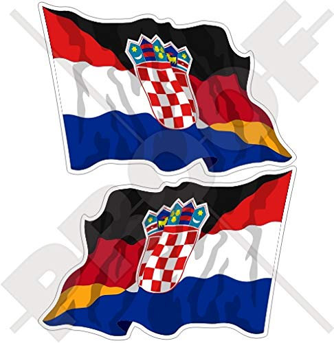 Vinyl-Aufkleber für Stoßstange, Kroatien-Deutschland, Winkeflagge, 75 mm, 2 Stück