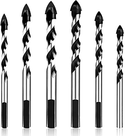 flintronic Foret Carbure de Tungstene, Lot de 6 Foret Diamant en Carbure de Tungstène pour Carreaux de Céramique, Béton, Mur en Brique, Verre, Maçonnerie en Plastique et Bois (4/6/6/8/10/12 mm)