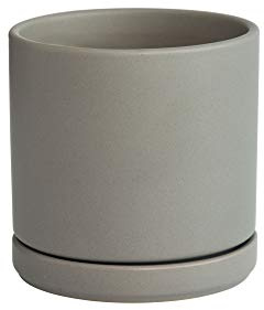 D'vine Dev Pot de fleurs rond en céramique de 15,2 cm avec trou de drainage et soucoupe - Pot de fleurs rond pour intérieur - Gris - 94-O-C-3