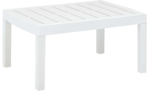 vidaXL Gartentisch Wetterbeständig Beistelltisch Teetisch Balkontisch Tisch Garten Couchtisch Kunststofftisch Weiß 78x55x38cm Kunststoff