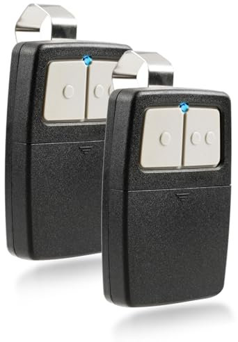 2X Universal Garage Door Opener Remote, Replaces Clicker 375LM, 375UT, KLIK1U, Compatible with LiftMaster, Chamberlain, Genie, Linear – Dual Door or Gate Control – Learn Button & Dip Switch Ready