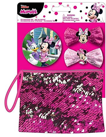 Set Minnie Maus Disney Spiegel, 2 Haarspangen, Tasche mit Paaren drehbar, WD20483