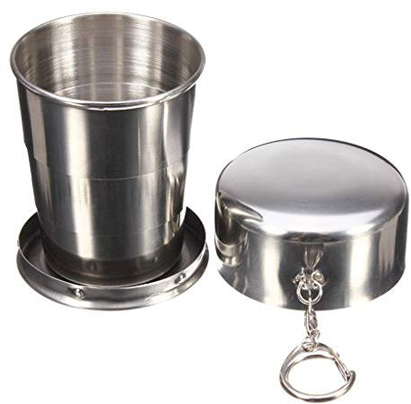 Vkospy Portable rétractable en Acier Inoxydable Coupe Pliable Camping en escamotable Portable Tasse Pliable Plein air Tasse en métal 75ml / 150ml / 250ml