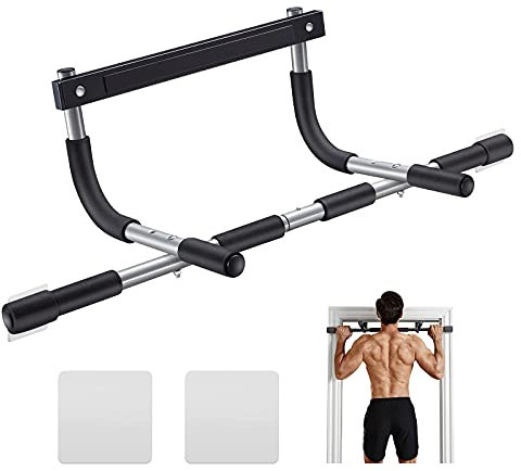 ALLY PEAKS Barra de dominadas de tubo de acero grueso, barra de entrenamiento superior con marco de acero superresistente, fuerza de agarre múltiple para puerta, barra de dominadas interior,