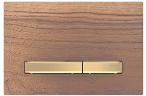 Geberit Betätigungsplatte Sigma50, für 2-Mengen-Spülung, Metallfarbe Messing, 115.671., Farbe: Messing/Nussbaum amerikanisch