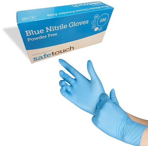 1ABOVE Pack of 100 Nitrile Examination Gloves - Multipurpose, Powder Free and Latex Free Disposable Gloves, for Food, Safety, Medical, Barber Shop, Garage etc (BLUE, MEDIUM)