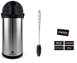 Heritage66 Dispensador térmico de acero inoxidable para jarra de café, 170 onzas (5 L) de triple pared, aislamiento al vacío, 12 horas de retención de calor 24 horas de retención de frío 5 litros de