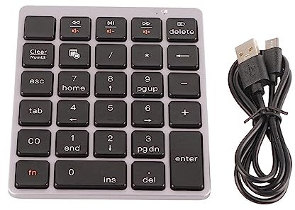 Plyisty Pavé Numérique Bluetooth, Clavier Numérique Mécanique sans Fil à 28 Touches, Clavier Numérique Externe pour Ordinateur Portable, pour iOS/pour Android/pour Windows