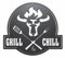 tuning-art GC02 Grill Schild | Bulle + Grill & Chill Gartenschild | Stahl Massiv | Schwarz