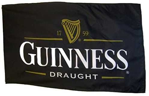 hotrodspirit Bierflagge, Beer, Guinness, Outdoor, Schwarz, Nylon, 150 x 90 cm, französische Flagge, Weiß / Schwarz