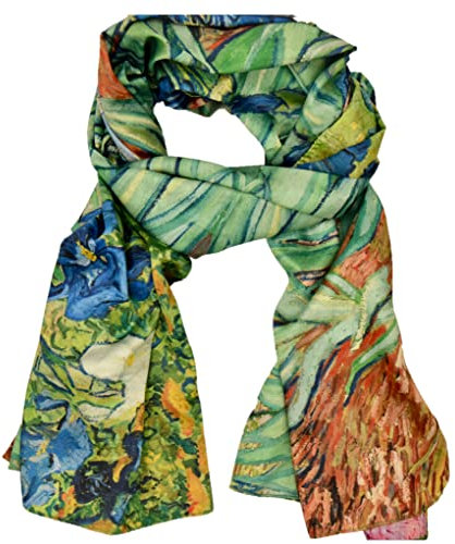 CANNCA Damenschal aus Seide mit Kunstmotiv berühmter Maler, lang, hochwertig, jung und elegant, für Damen, großer Schal, Foulard, originelles Accessoire als Geschenk, Hh-7, One size