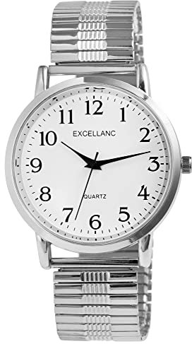 Excellanc Herren-Uhr Edelstahl Zugband Analog Quarz 2700028 (silberfarbig weiß)