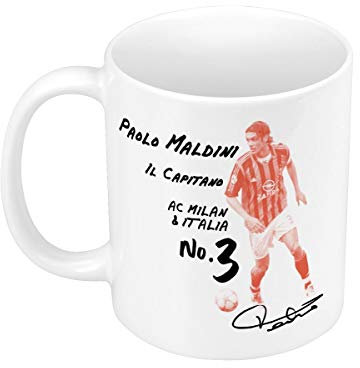 French Unicorn Ceramic Coffee Mug 325ml Paolo Maldini Italy Milan Collage Retro Football Star Vintage