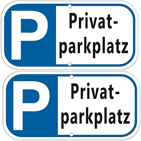 Lot de 2 panneaux de parking privé en aluminium - 30 x 15 cm - Avec protection UV - Pour garage, hôtel, parking, école, carport de voiture - Pour l'extérieur et l'intérieur