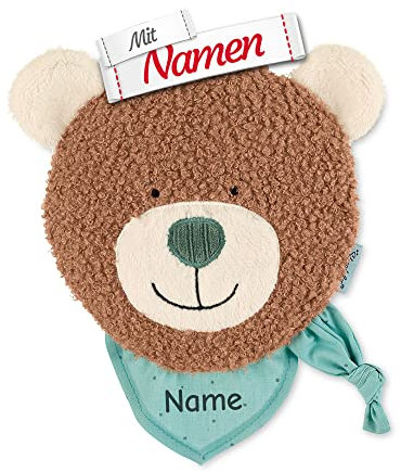 Sterntaler Wärmekissen Baby Kinder personalisiert mit Namen, Strick-Wärmesäckchen, Hafer Getreide Füllung, Mikrowelle, 15x15cm, Für Babys ab dem 1. Monat (Bär)
