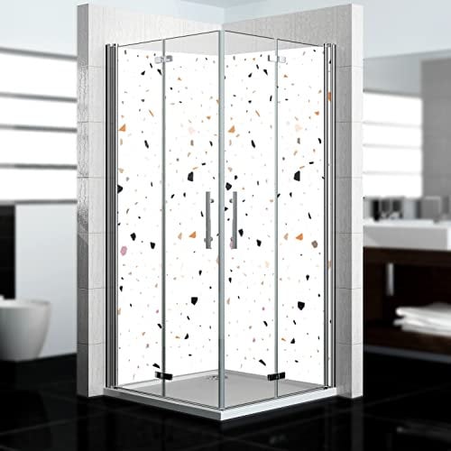 dedeco Pannello posteriore doccia angolare impermeabile, motivo: pietra V7, 2 x 90 x 210 cm, per il bagno per la sostituzione delle piastrelle, rivestimento da parete e pannello doccia in alluminio