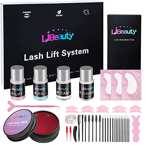 Libeauty Eyelash Lift Kit, Lash Lift Kit with Lash Lift Glue Balm, Brow Lamination Kit, Lasting Effect for 8 Weeks, Lash Lift with Full Set of Tools for Beginner Use at Salon & Home
