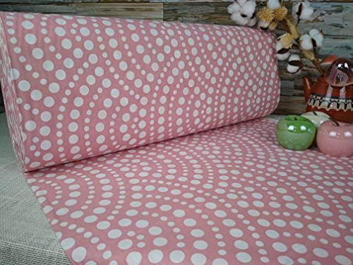 240cm Extrabreit Popeline Baumwolle Stoff Meterware ab 50cm 100% Baumwollstoff Stoffe Bastelstoff ÖKO-TEX Ranforce Kinderstoffe Stoffe Babystoffe Punkte VP0G014 (Punkte Weiß mit Rosa HG)