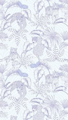 A.S. Création Livingwalls Vliestapete - Tapete Leopard in Weiß, Blau und Lila - Wandtapete für verschiedene Räume - Wandbild XXL 2,80 m x 1,59 m