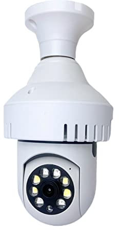 Alarme Automatique avec Détecteur De Fumée Moniteur De Vision Nocturne en Couleurs Ampoule 360 Degrés Caméra WiFi 1080(Blanc,1)