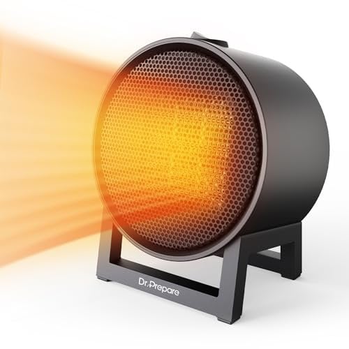 DR.PREPARE Portable Space Heater, Small Electric Heaters for Home Desktop Heater for Bedroom Office, Tip-Over & Overheat Protection, Ceramic Fan Heater for Indoor Use