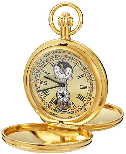 Tiong Doppelte Abdeckung Herren Mechanische Taschenuhr, Doppelte Abdeckung Roman Moonlight Design Zifferblatt Kette Mechanische Taschenuhr, Herren Box Mechanische Taschenuhr, Mpw148…