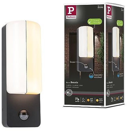 Paulmann 94853 LED Außenwandleuchte Bonnie Bewegungsmelder insektenfreundlich und seewasserresistent IP44 93x77mm 2200-3000K 8,5W 560lm 230V Anthrazit