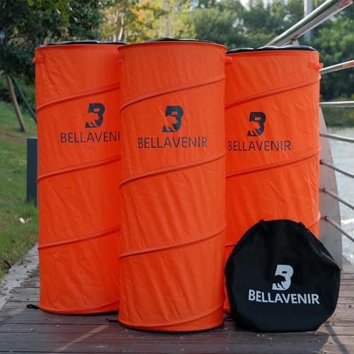 BELLAVENIR Pop-Up-Dummies für den Außenbereich, für Fußball, Basketball, 3er-Pack, tragbare Trainingsausrüstung, Orange