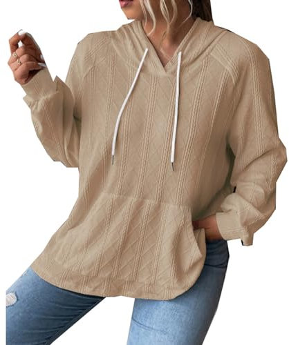 Damen Herbst Und Winter Einfarbig Bequem LäSsig Lose Kapuzen Langarm Taschen Pullover Damen