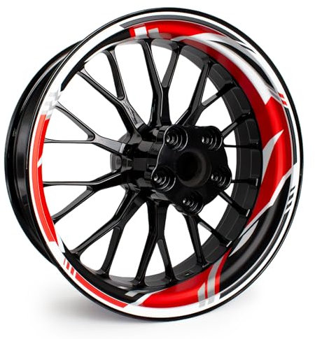 4-teiliges Felgenbettaufkleber Set für 17 Zoll Felgen Komplett Dekor Folie für Motorrad Felgenrandaufkleber selbstklebend wasserfest uv-beständig MR021 (10 Pattern)