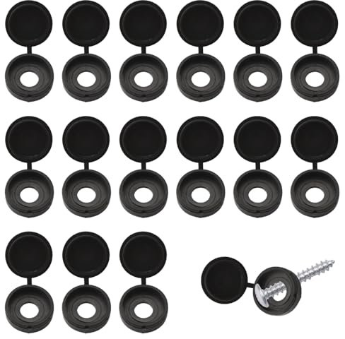 INCREWAY Lot de 100 cache-vis en plastique M6, rondelles pliables, cache-vis décoratifs (noir)