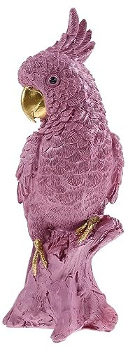 OUNONA Creative Pink Parrot Figurine Resin Craft Bird Statue Tabletop Home Decor for Living Room and Cabinet