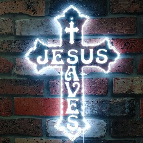ADVPRO Kreuz Jesus rettet Raumdekoration, RGB-dynamisches Glam-LED-Schild, Cut-to-Edge-Form, intelligente 3D-Dekoration, mehrfarbige Beschilderung st06s22-fnd-i0041-c