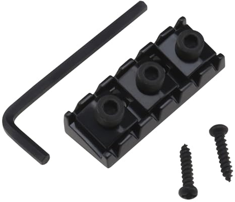 YINETTECH Tuerca de Bloqueo de Cuerdas de Metal para Guitarra de 42 mm con Tornillos de Montaje y llave compatible con FLOYD ROSE el Sistema de Doble Bloqueo Tremolo Negro