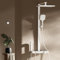 EMKE® Duschsystem Regendusche Weiß Matt 40 cm LED-Anzeige Glasablage Duschsystem mit Thermostat, mit 3+1 Elternteil und Kind Handbrause+Übergröße Regendusche+Auslauf, Einfach Install