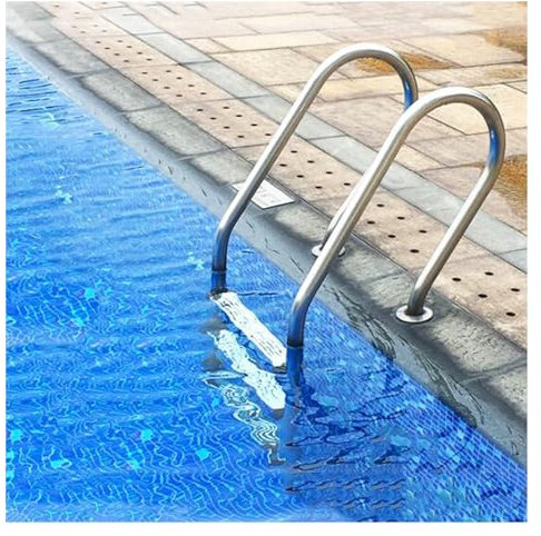XPLKQXE Échelle Piscine Acier Inoxydable Hors Sol, Marche Enterrée 2/3 Marches pour Piscine Intérieure/extérieure, Escaliers Piscine À Marches Antidérapantes (Couleur : Silver, Taille : SF-215)