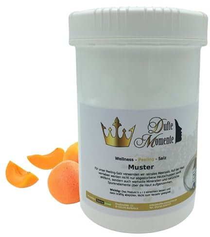 Dufte Momente | Sauna Salz Körperpeeling 1kg | Aprikose | reinstes BIO-Meersalz | Pflegekomponente aus Argan-, Mandel-, Traubenkernöl | Duftkomponente aus ätherischem Öl | vegan und ohne Tierversuche