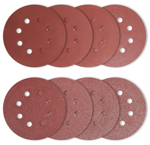 40 Pz Dischi Abrasivi 125 mm, Carta Vetrata per Levigatrice, Carta Vetrata 8 Fori, Carta Abrasiva per Levigatrice Orbitale Casuale, Smerigliatrice, Grana 40, 60, 80, 100, 120, 180, 240, 320