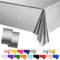 POPOYU 2Pcs Large Metallic Foil Table Cloth Silver Tablecovers,137 * 274cm Plastic Waterproof Table Covers Silver Party Table Decoration for Christmas,Birthday,Graduation,Wedding Party Supplies