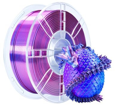 iBOSS PLA Plus 3D-Drucker-Filament, PLA+ Filament 1,75 mm zweifarbiges Seidenfilament, Co-Extrusion glänzendes 3D-Druck-Filament 1 kg (2,2 lbs) für FDM 3D Drucker, Zweifarbig Rot und Blau
