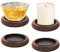 Sporgo 4 Stück Kerzenständer Holz: 8cm Durchmesser Kerzenuntersetzer, Holzuntersetzer Vintage Kerzenteller, Holz Kerzenständer für Hochzeit Weihnachten Heimdekoration Tischdeko
