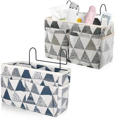 Aoreun Bett Organizer, 2 Stück Organizer zum Einhängen mit 2 Taschen, Multifunktionale Bett Tasche Hängetasche Hängend Aufbewahrungstasche für Zuhause Büro Schule Wohnheim Zimmer Etagenbett