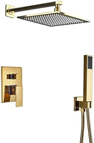 Rubinetto da Bagno da 10 Pollici Doccia a Pioggia Dorata Rubinetto da Bagno Miscelatore per Doccia a Parete Rubinetto per Doccia da Bagno Set Doccia, Sistema Doccia