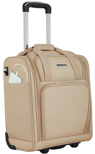 French Connection 16 Underseat Carry-on Luggage USB-c Ports, Toasted Almond, S, 16 Underseat Carry-on Luggage with USB/USB-c Ports