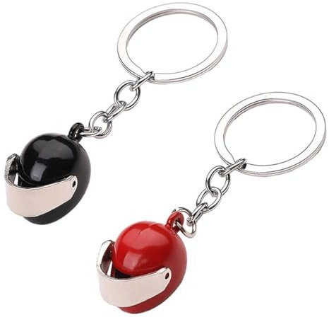 QOMJUFA 2 PCS Porte-clés de Casque de Moto, Acier Inoxydable Porte Clef Casque Porte Cle Motard Petits cadeaux pour hommes et femmes, pour les anniversaires, Noël, la Saint-Valentin