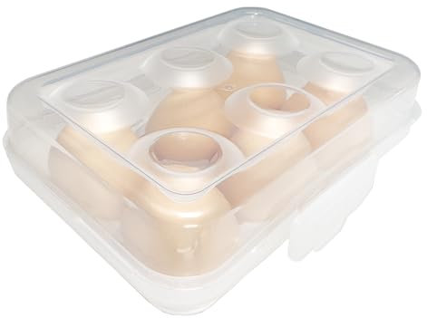 Egg Holder Storage, Egg Boxes, Portable Egg Tray with Lid, Stackable Egg Storage with Safety Buckle, 6 Grid Egg Container, Clear White