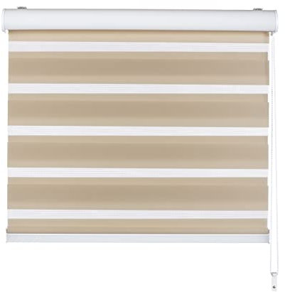 Fensterdecor Doppelrollo 160 x 230 cm in Creme I Sichtschutz-Rollo für Fenster I Lichtdurchlässigkeit anpassbar I Tag & Nacht tauglich I Flexibler Seitenzug I Premium Qualität