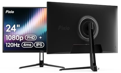 Pixio PX246 Wave 24 inch 120Hz Refresh Rate FHD 1080p Resolution IPS Panel 4ms GTG Response Time Gaming Monitor with Adaptive Sync